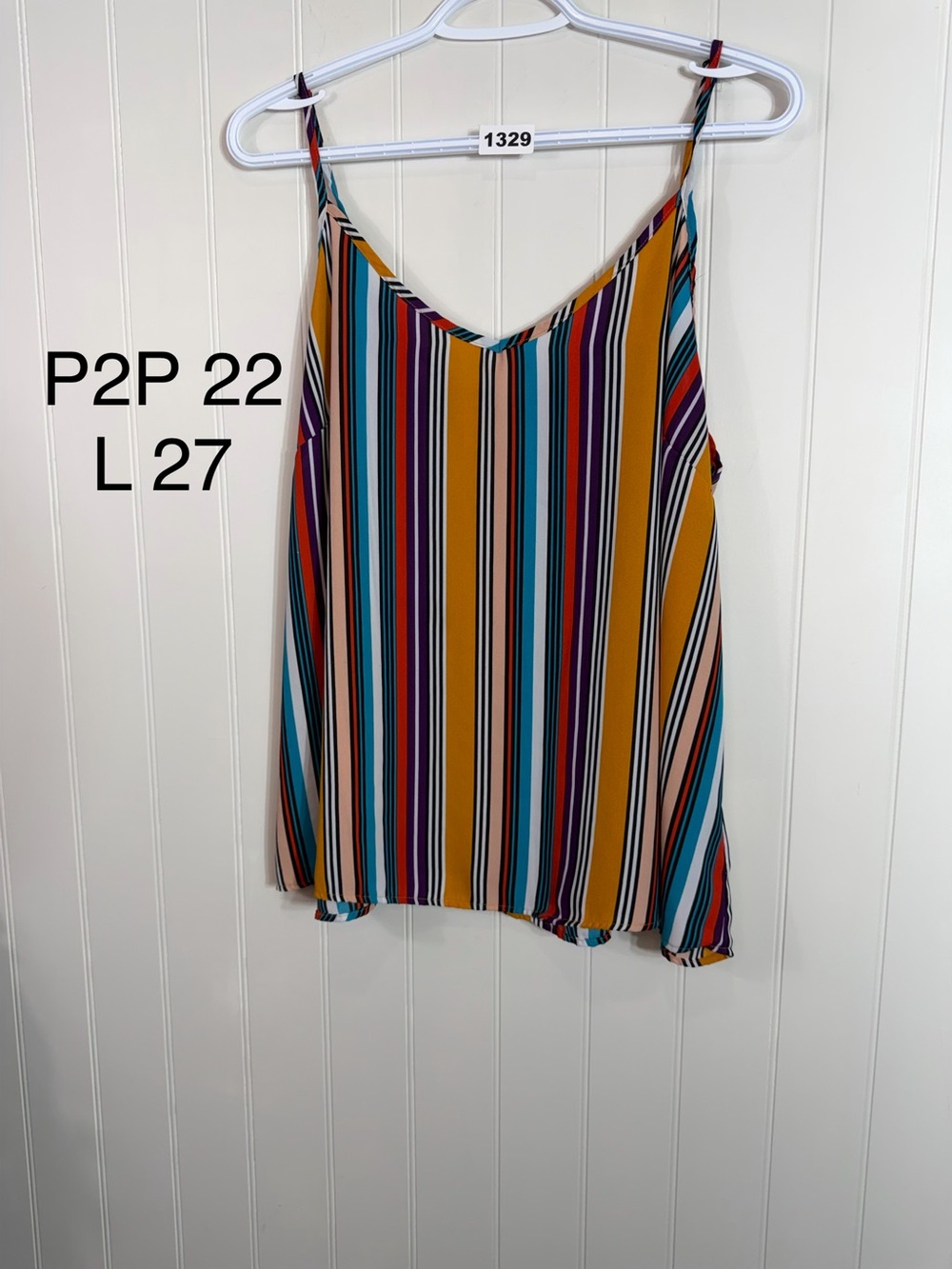 XL Multicolor Striped Swing Cami Tank Top Sleeveless Bold Color